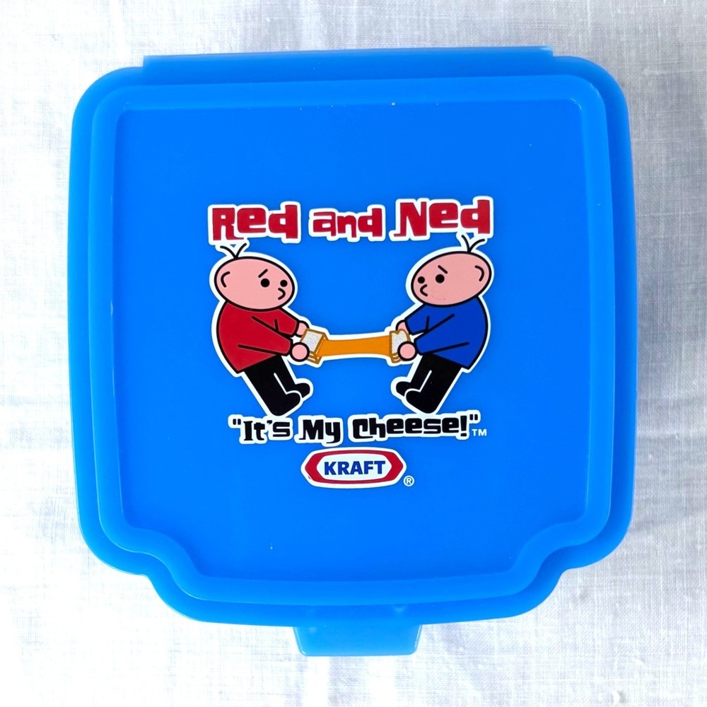 Vintage Kraft Red and Ned Blue Plastic Sandwich Container Its My Cheese Retro